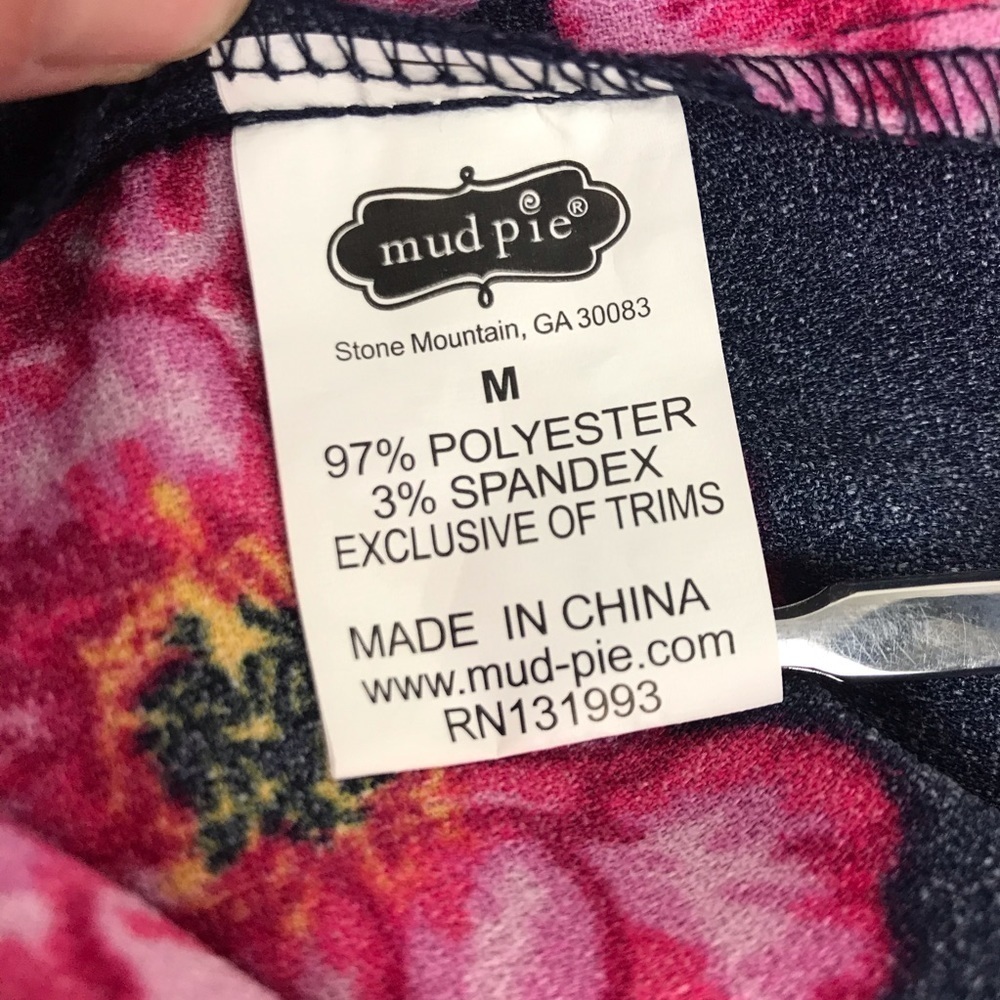 Mud Pie Pippa Off-the-Shoulder Navy Pink Floral - Picture 10 of 13